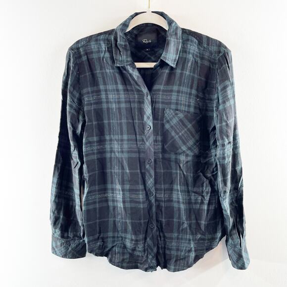 Rails Hunter Button Down Plaid Flannel Long Sleeve Forest Tinsel Slate Green XS - Picture 3 of 9